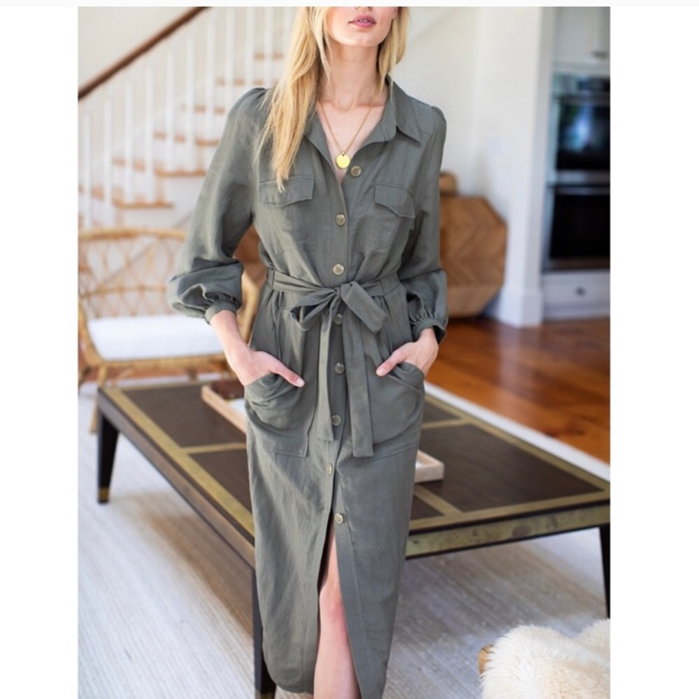 Emerson Fry Utility Dress Olive Green Large